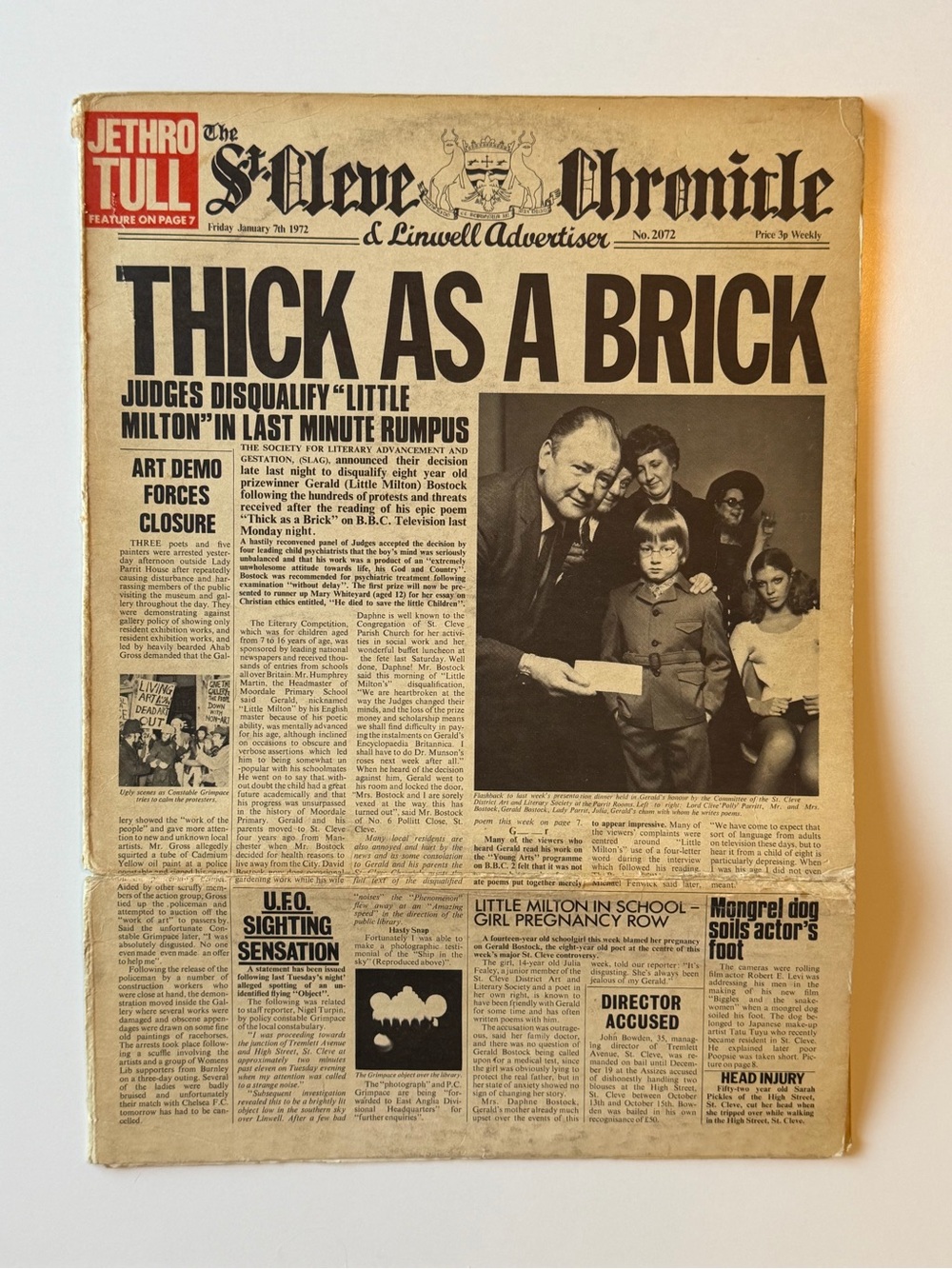 Jethro Tull Thick As A Brick Newspaper Reprise MS 2072 US 1st Press 1972 - Picture 2 of 16